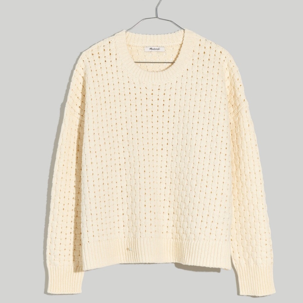 NWOT! Madewell Plus Basketweave-Stitch Sweater in Cream, size 2X